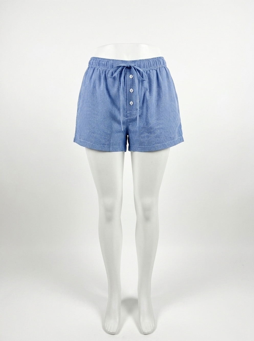 NEW LE LIS women's beachside checkered shorts in blue